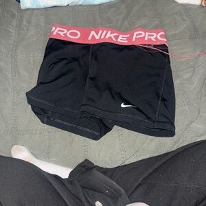 Nike Pro Black Shorts with Coral Waistband